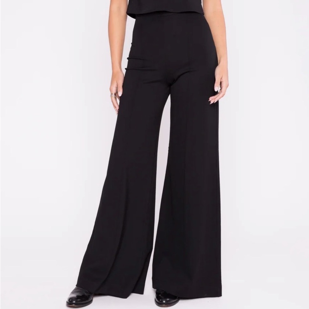 Ripley Rader High-Waist Black Wide-Leg Ponte Knit Stretch Pants size 3 Medium - Picture 2 of 5